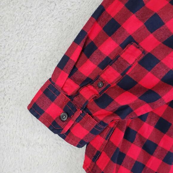 Lands End Shirt Popover Flannel LS Red Blue Plaid Women’s Plus Size 20 Henley - Picture 7 of 10